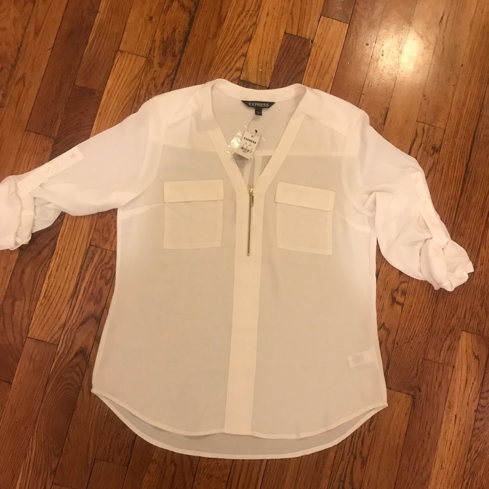 Express while blouse with zipper